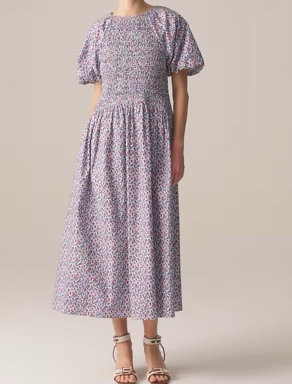 J. Crew Meadow Poppy Flower Cotton Poplin  Puff Sleeve Midi Dress - Picture 16 of 16